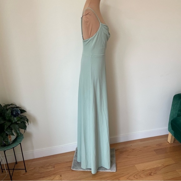 Birdy Grey Ash Crepe Sage Green Cowl Neck Slit Bridesmaid Dress Gown EUC Size S - Picture 7 of 12